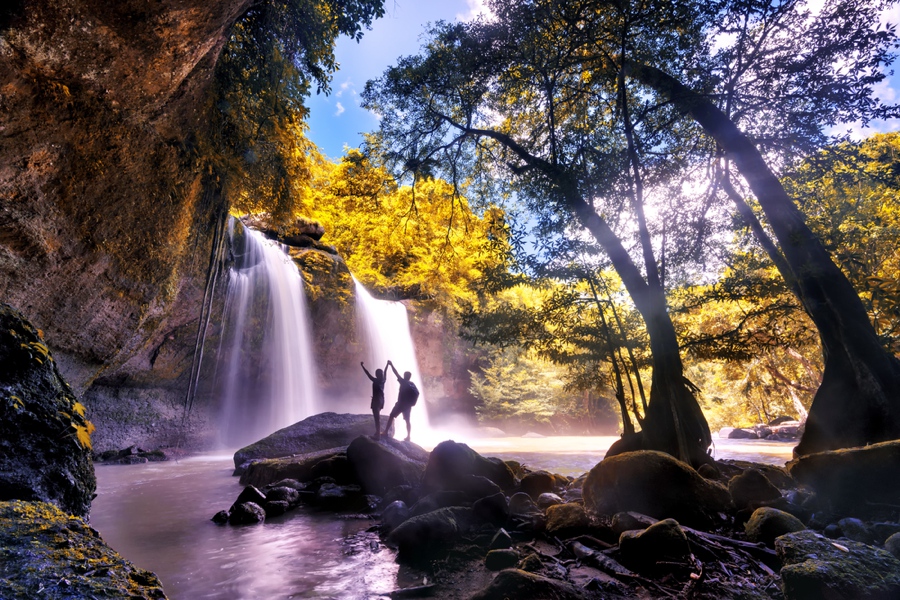 travelling to beautiful khao yai national park to see waterfalls